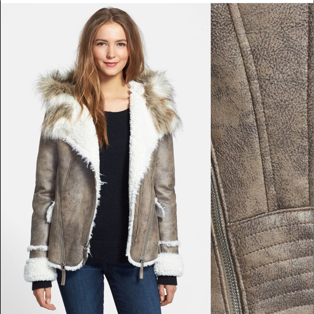 Laundry Faux Fur Faux Suede Moto Jacket